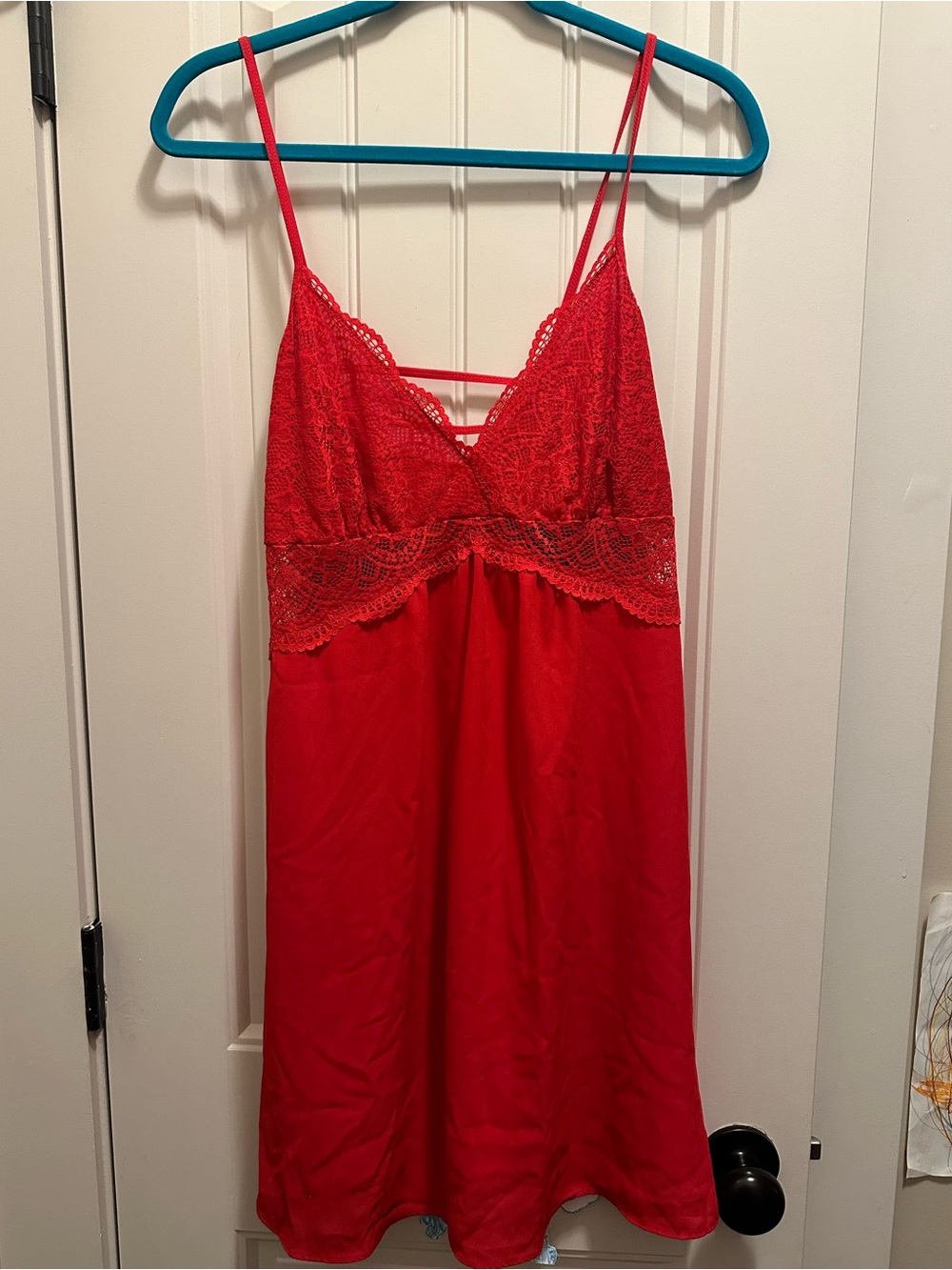INC Women's Sleepwear Sexy Lace Short Red Nightgown Babydoll Style - size Large